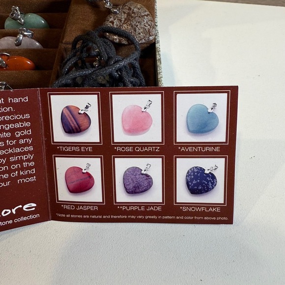 Amore Semi Precious Stone Heart Necklace Set, Changeable Pendants - Picture 5 of 6